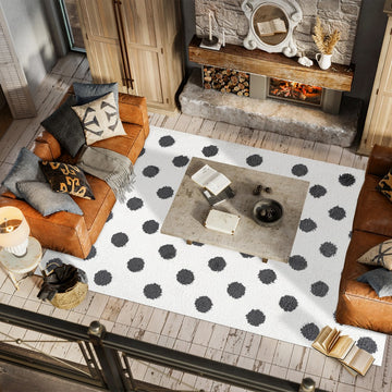 Pere Modern Charcoal Dot Shag Area Rug